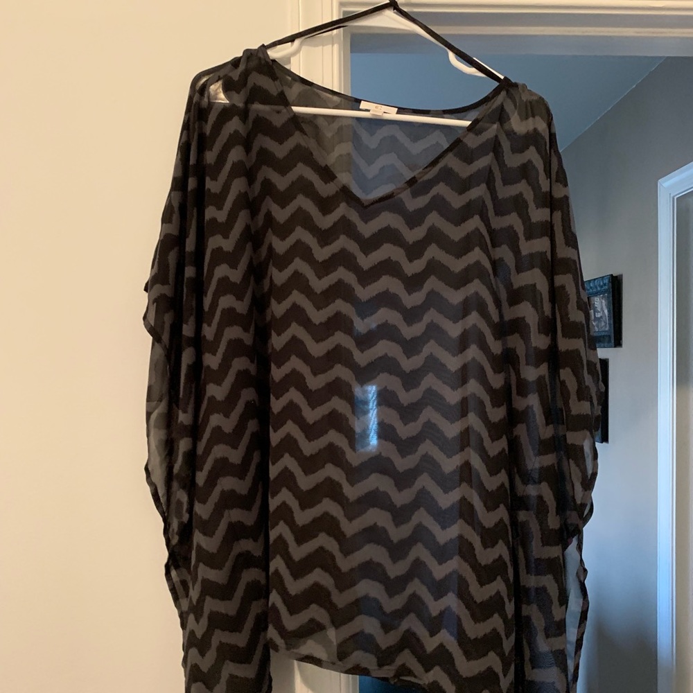 Charming Charlie’s black/gray sheer tunic top. - Picture 2 of 6